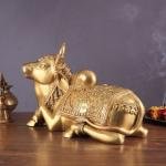 Pure Brass Superfine Nandi with Shiv Ling Carving | 14" Width | Sacred Hindu Art | Traditional Collection | Divine Presence | Jaipurio